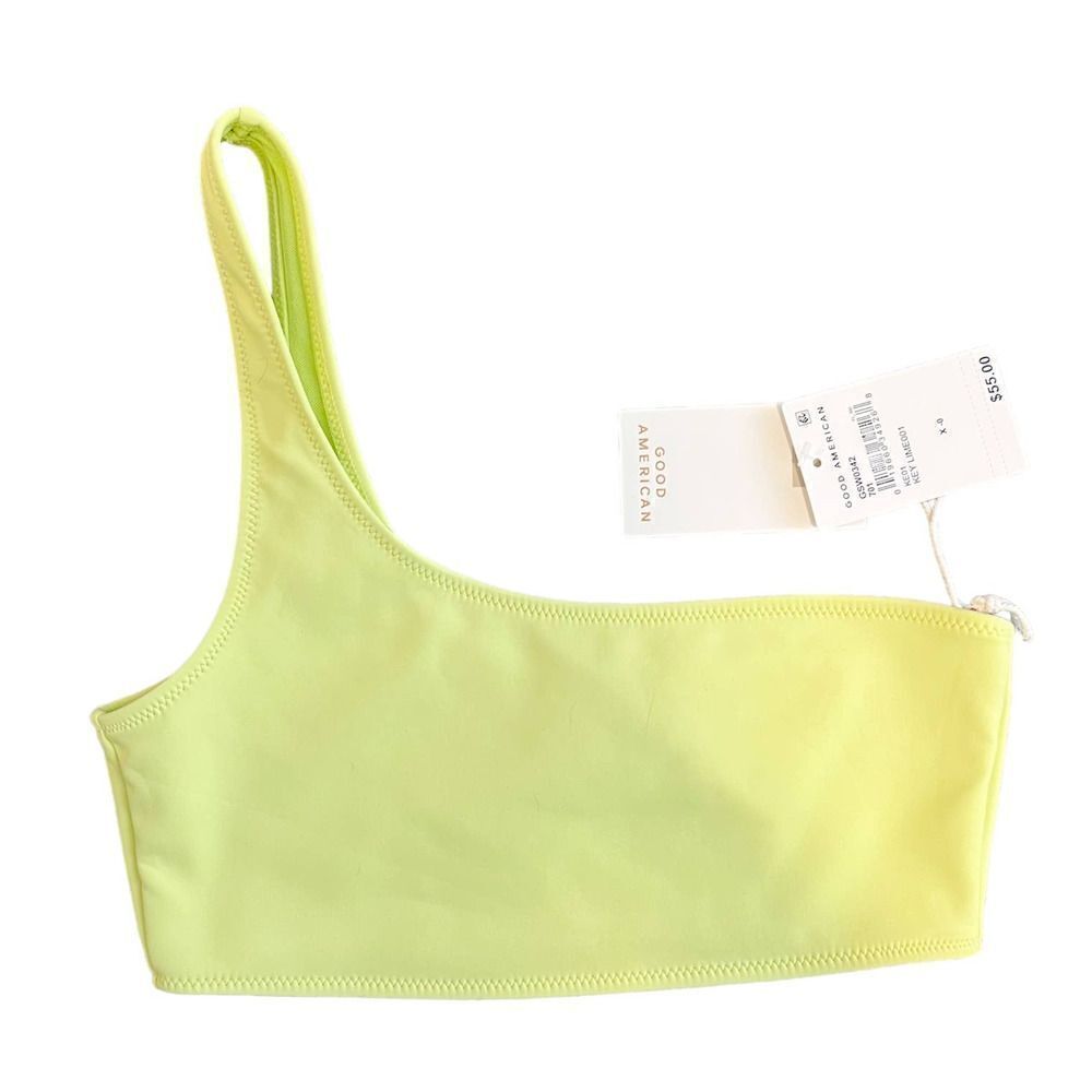 Good American Scuba Hot One Shoulder Bikini Top in Key Lime Size 0 / XS